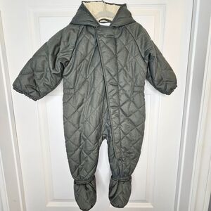 Columbia Baby Quilted Bunting Suit Cozy Olive Green Size 6-12 M